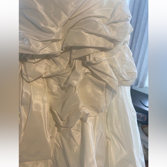 BLUE Ivory Strapless Rhinestone Rouched Taffeta Gown - Picture 5 of 11